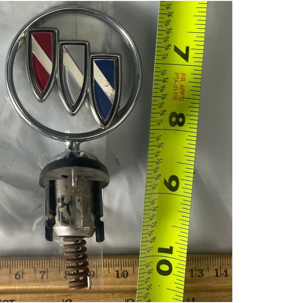 Vintage Buick Tri-Shield Hood Ornament‎ Chrome Red White Blue 3" OEM